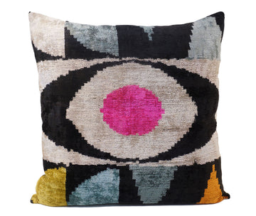 Egyptian Eyes - Ikat Silk Velvet Pillow