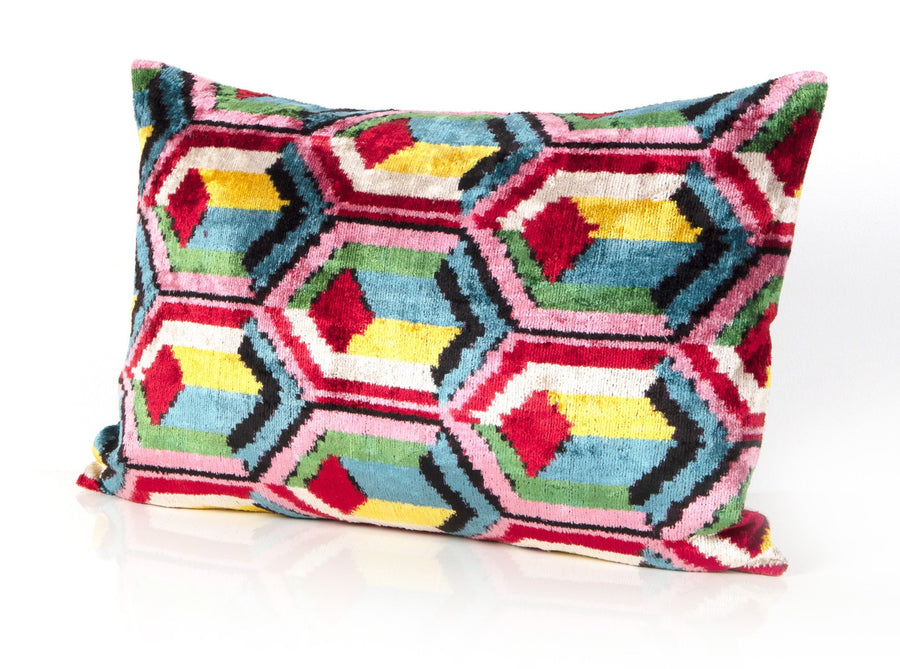 Bay Of Many - Ikat Silk Velvet Pillow