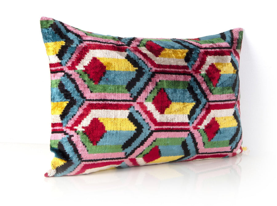 Bay Of Many - Ikat Silk Velvet Pillow