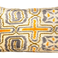 Bronzetone Brown - Ikat Silk Velvet Pillow