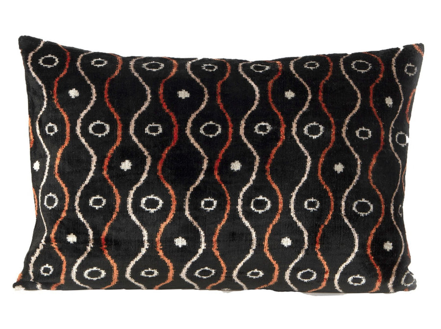 Birch Black - Ikat Silk Velvet Pillow