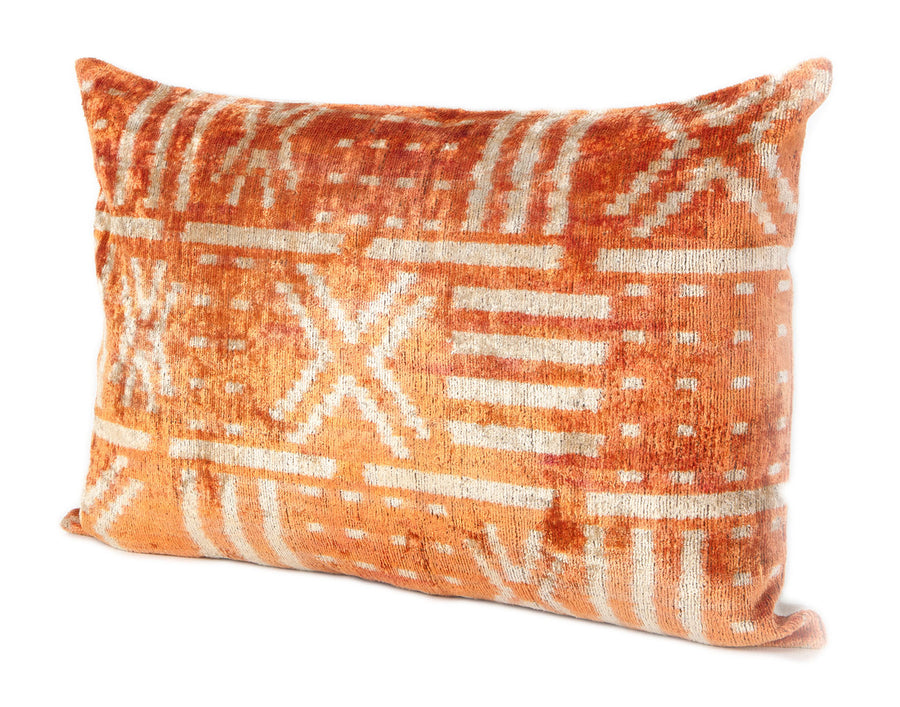 Alizarin White - Ikat Silk Velvet Pillow Cover