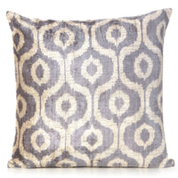 Fedora Grey - Ikat Silk Velvet Pillow