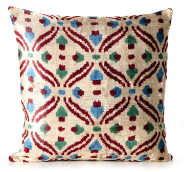 Modern Leaf - Ikat Silk Velvet Pillow